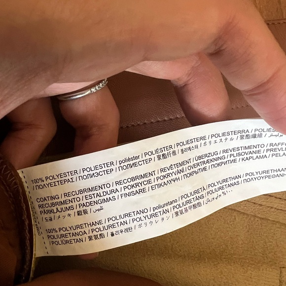 MNG Mango Sz 8 Faux Leather Pleather Pants Trousers Vegan Brown Straight - Picture 5 of 13